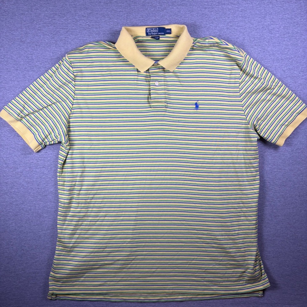 Polo Ralph Lauren Polo Mens XXL Yellow Striped Short Sleeve Pony Logo Shirt